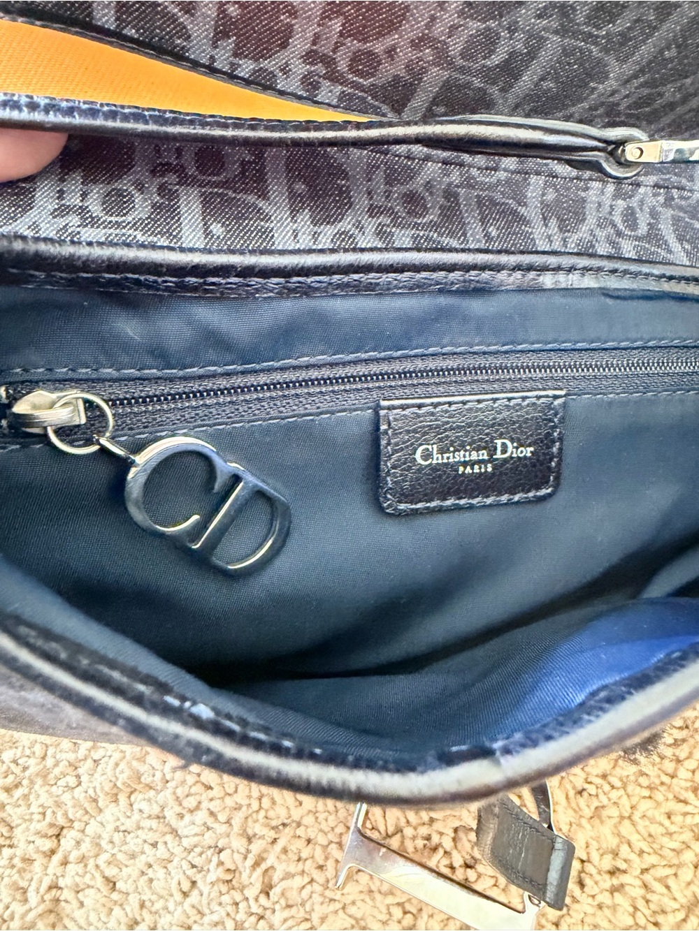 Christian Dior Galliano Denim Monogram Trotter Saddle Bag “Remove Before Flight” - Picture 10 of 11
